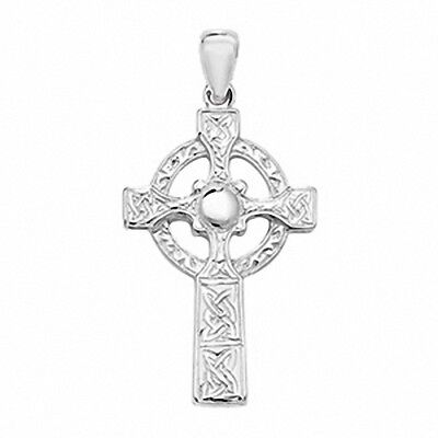 Silver Celtic Cross Pendant Necklace 40 x 20mm 925 hallmark