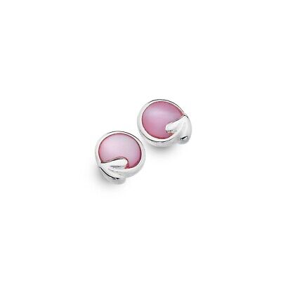 Mackintosh Curled Leaf Stud Earrings Pink Mother of Pearl 925 Sterling Silver