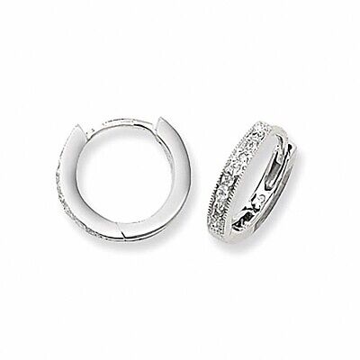 Men's Earrings Diamond Huggie Earrings 9 Carat White Gold Hoop Earrings 0.10ct