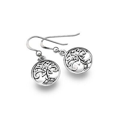 Tree of Life Earrings Round Drop Sterling Silver 925 Hallmarked Drops
