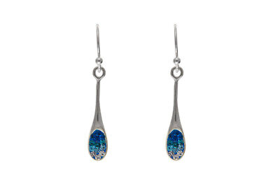 Blue Crystal Earrings Silver Drops 925 Hallmark British Made