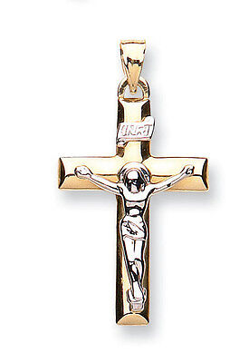 Gold Crucifix Pendant Two Colour Gold Crucifix Yellow and White Gold Crucifix