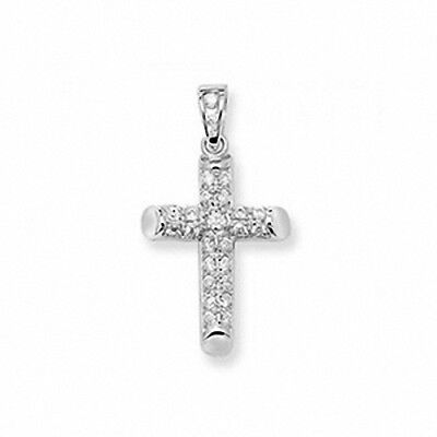 Sterling Silver Pave Set Gemstone Cross Pendant 30 x 19mm 925 Hallmark