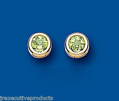 9ct Gold Peridot Stud Earrings Yellow Gold Solitaire Studs August Birthstone