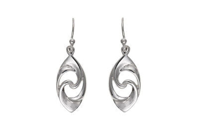 Solid Silver Drop Earrings Twist Marquise Drops 925 Hallmark