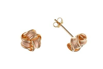Rose Gold Knot Stud Earrings 8mm 9 Carat 375 Hallmark British Made