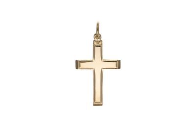 Gold Cross Pendant Yellow Gold Cross Necklace Millgrain Edge