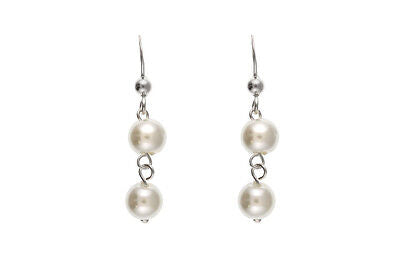 Pearl Earrings Sterling Silver Drops Two Pearls Drop