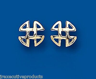 Yellow Gold Celtic Earrings Round Stud 8mm Solid 9 Carat Studs British Made