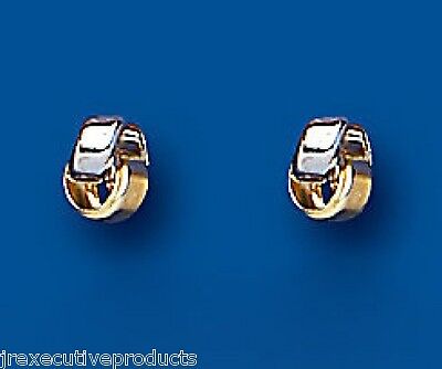 Multi Tone Gold Knot Stud Earrings Solid 9 Carat Yellow and White Gold 4mm Studs