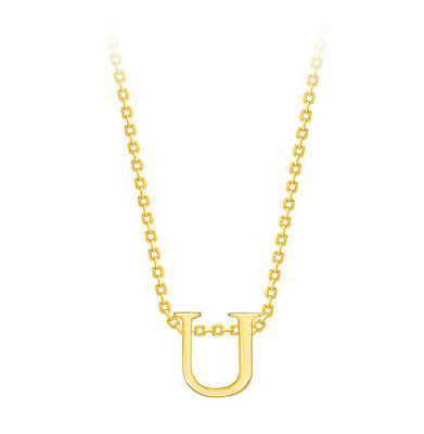 Capital U Initial Pendant 9ct Yellow Gold Ladies Complete With Gold Chain