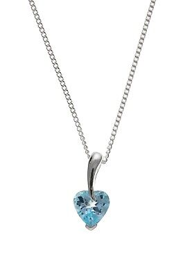 Blue Topaz Heart Pendant Solid Sterling Silver Necklace 925 hallmark