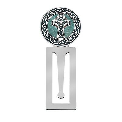 Green Celtic Cross Silver Plated Bookmark Brand New Boxed
