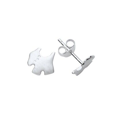 Sterling Silver Dog Earrings 925 Hallmark Satin Stud Ladies Studs Boxed New