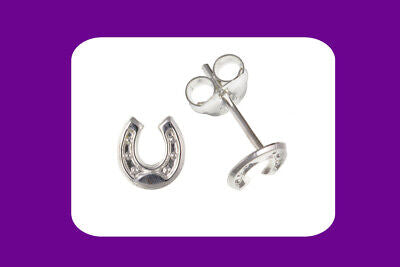 Sterling Silver Horseshoe Earrings 925 Hallmark 6mm Stud Ladies Studs Boxed New