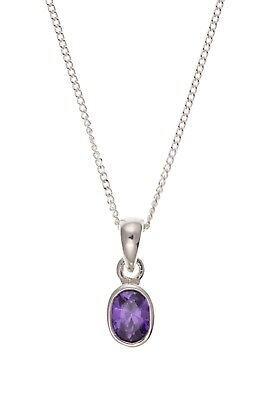 Amethyst Pendant Sterling Silver Necklace Oval Natural Stone 925 Hallmark