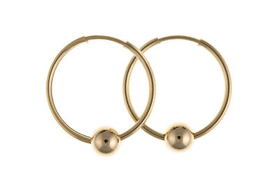 Gold Hoop Earrings Yellow Gold Hoop With Ball Bead 18mm