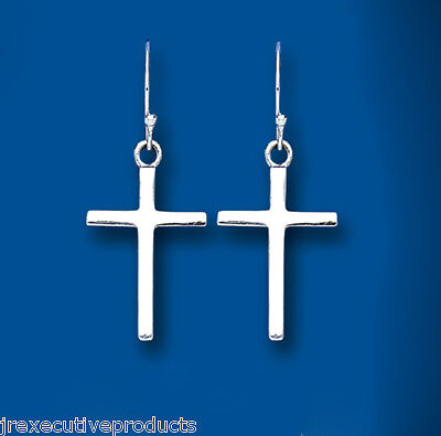 Silver Cross Drop Earrings Drops Dangly 925 Hallmark