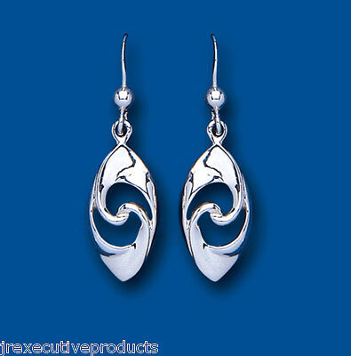 Solid Silver Drop Earrings Twist Marquise Drops 925 Hallmark