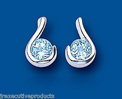 Silver Blue Topaz Earrings Stud Studs Natural Stone 925 Hallmark