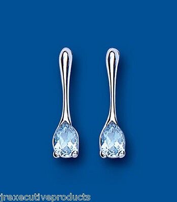 Blue Topaz Earrings Sterling Silver Drops Natural Stone 925 Hallmark British