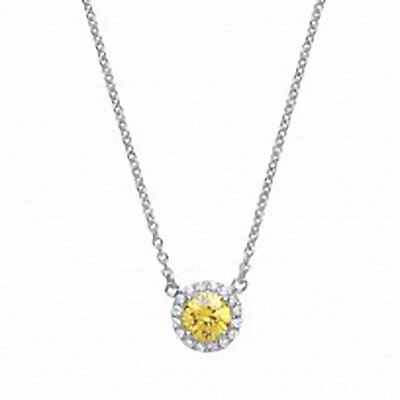 Yellow Sapphire Silver Necklace Sparkling Gemset Pendant 925 Hallmark