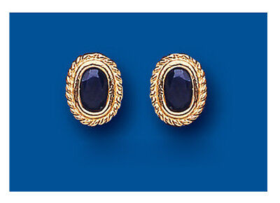 9ct Gold Sapphire Oval Stud Earrings Yellow Gold September Birthstone Hallmarked
