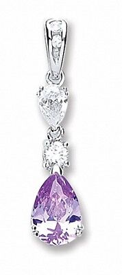 Real Amethyst Silver Pendant 925 Hallmark Necklace 18" Chain