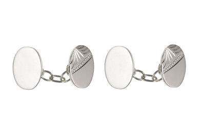 Chained Oval Cufflinks Solid Sterling Silver
