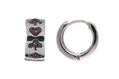 Men's Huggie Hoop Earring Pack of Cards Solid Sterling Silver Gents Creole