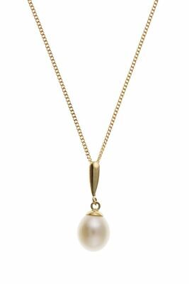 Freshwater Cultured Pearl Pendant Yellow Gold Necklace Hallmarked 18" Chain