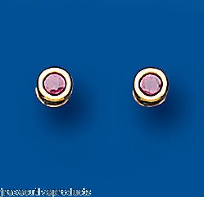 9ct Gold Ruby Stud Earrings Yellow Gold 3.5mm Solitaire Studs July Birthstone