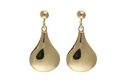 Plain Pear Shaped Drop Earrings 9ct Yellow Gold Hallmarked Drops Dangly