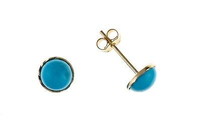 9ct Gold Turquoise Stud Earrings Solitaire Studs December Birthstone Hallmarked