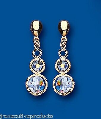 9ct Yellow Gold Crystal Twist Drop Earrings Hallmarked Drops