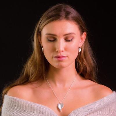 Leaf Heart Drop Earrings Sterling Silver 925 Hallmarked Drops
