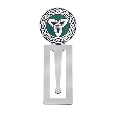 Bookmark Celtic Silver Plated Trinity Design Green Enamel Brand New and Boxed