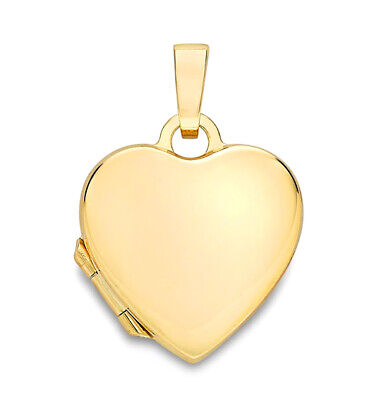 Heart Shaped Locket Polished 9ct Yellow Gold Hallmarked British Made 15 x 14mm