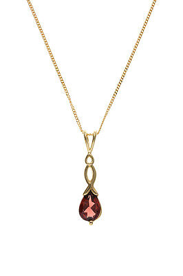Gold Garnet Pendant & Earrings Set Solid Yellow Gold Hallmarked Drop Earrings