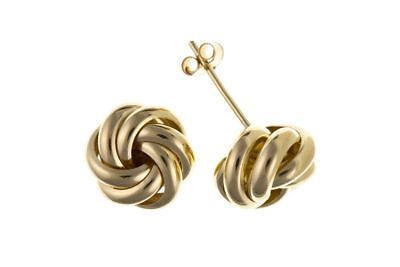 Yellow Gold Knot Stud Earrings Solid 9 Carat Studs 8mm British Made