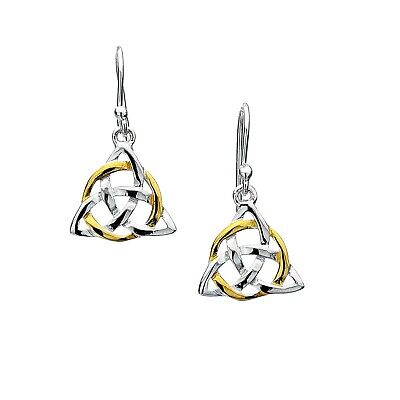 Gold Knotwork Drop Earrings Sterling Silver 925 Hallmarked Drops