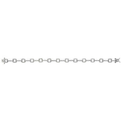 Ladies Square and Bar Link Gemstone Bracelet Solid Sterling Silver Hallmarked