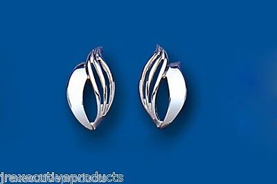 White Gold Leaf Stud Earrings Solid 9 Carat Studs British made