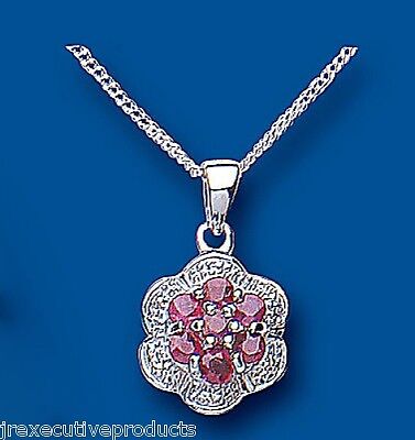 Ruby and Diamond Pendant Solid Sterling Hallmarked
