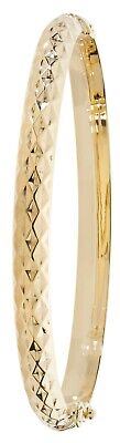 Ladies Diamond Cut Bangle Yellow Gold Hallmarked British Made Women's Bracelet