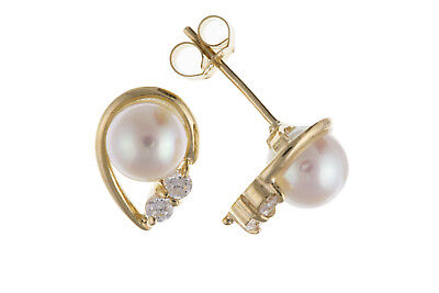 9ct Gold Freshwater Pearl Earrings Bridal Jewellery Wedding Hallmarked