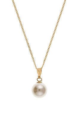 Yellow Gold Pearl Pendant Hallmarked 18" Chain British Made