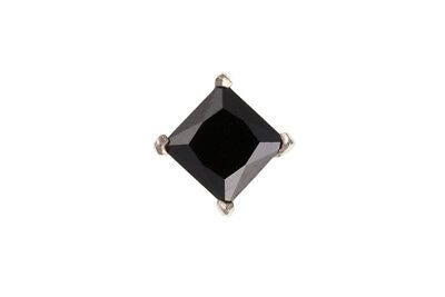 Mens Earring Sterling Silver Black Square Stud 925 Hallmark