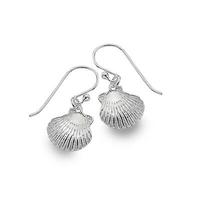 Baby Scallop Shell Earrings Sterling Silver 925 Hallmarked Drops