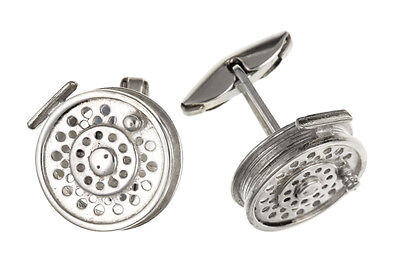 Fishing Reel Cufflinks Solid Sterling Silver